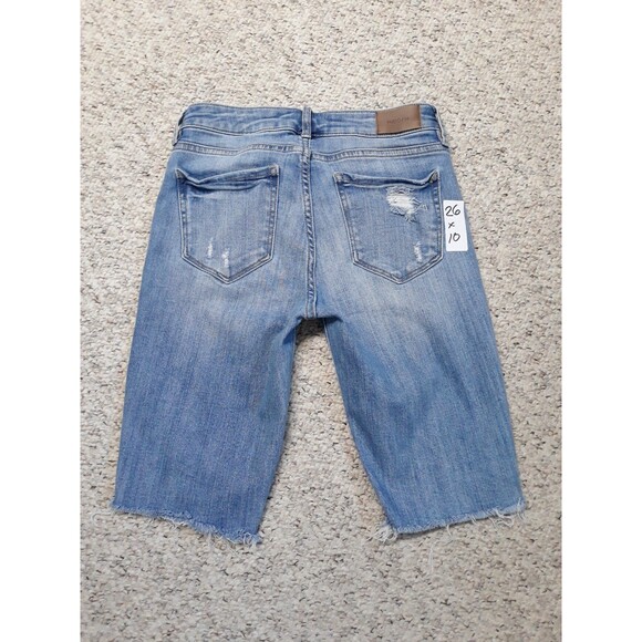 26 Hidden Ripped Distressed Bermuda Shorts Raw Hem - Picture 2 of 3